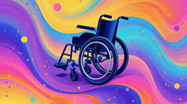 accessible mobility device on vibrant colorful background for inclusion awareness campaign | disability, inclusion, accessibility, support, advocacy theme