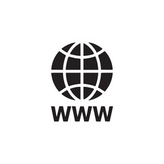 Vector art of globe icon symbol of worldwide connection, global communication, and international network vector illustration of a world wide web symbol with the letters www