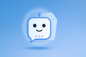 Smiling chatbot icon with speech bubble representing ai conversation assistant 
