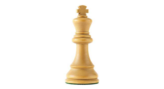 Elegant wooden chess king isolated, classic game piece on a clean backdrop for strategy and intellectual pursuits