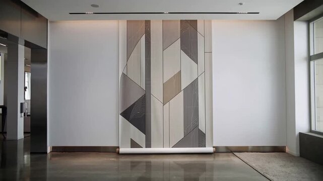 Modern abstract wall art in minimalist interior