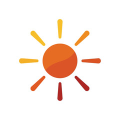 A stylized sun with rays emanating from a central orange circle, transitioning from yellow to red on the rays.