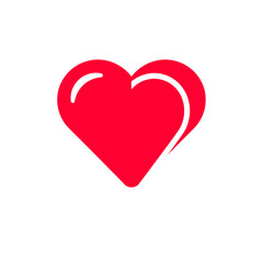 A vibrant red heart shape, a symbol of love, affection, and emotional connection, isolated on white.