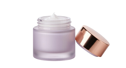 Open jar of face cream isolated on white, skincare product for beauty and personal care routine