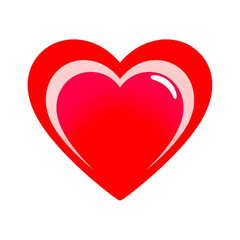 Red heart with a white outline and a smaller heart inside.