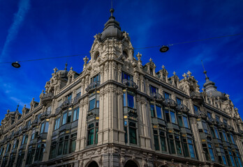 Fototapeta premium The ornate Neo Baroque facade of the Metropol Building in Zurich, Switzerland