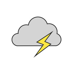 雷、嵐、曇り、雨雲、天気のイラスト（カラー）