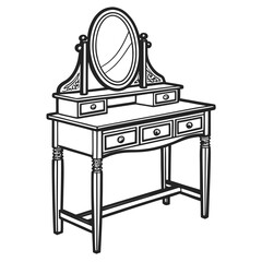 Vintage Vanity Table with Mirror and Drawers