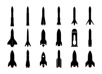 Obraz premium Collection of rocket silhouettes in various designs and styles