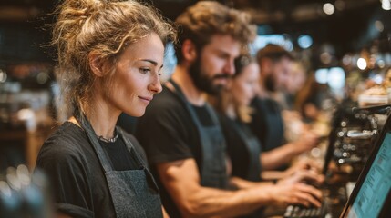 Multicultural millennials collaborate on laptops in contemporary office, representing teamwork, innovation, and modern workplace culture