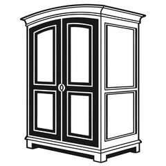 Wooden Wardrobe (Alternate View) black and white