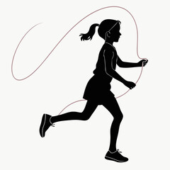 Girl Running with Jump Rope