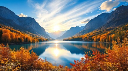 Mountain lake in autumn 2