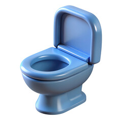 3d blue toilet isolated on transparent background realistic rendering