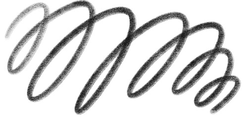 Hand drawn bold charcoal pen swirl isolated on transparent background