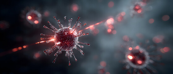 Microscopic View of a Neuron Cell or Virus for a Science and Medical Research Background