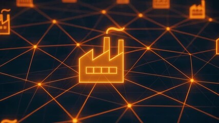 Digital network representation of factories showcasing industrial connectivity and modern technology in manufacturing processes. - Powered by Adobe