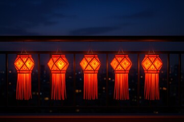 Akash Kandil Lanterns Glowing on Balcony During Diwali