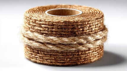 Obraz premium Roll of Brown Jute Twine String with Natural Fiber Texture Close-up