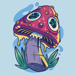 Trippy Mushroom in vector grafity
