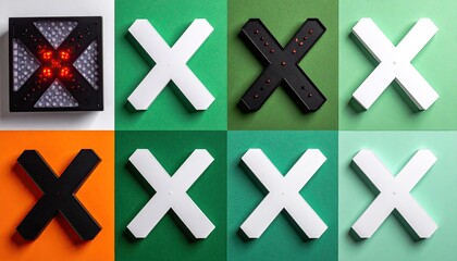 Obraz premium Crossroads Symbol Collage Lights and Shapes on Colorful Background, Conceptual Uses