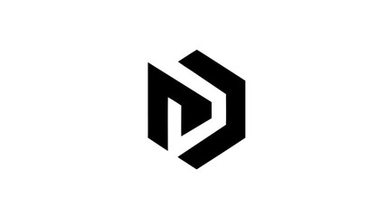 Fototapeta premium Modern black geometric abstract logo design with sharp edges, clean lines, and a minimalist aesthetic on a white background, ideal for technology, business, or design branding.
