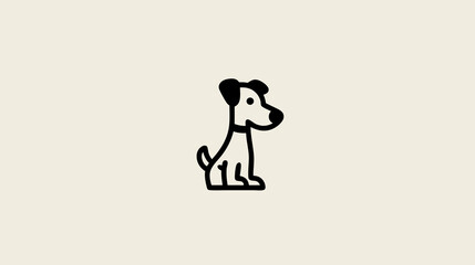 Minimalist Line Art Illustration of a Sitting Dog, Simple Pet Icon Vector Graphic on Clean Background