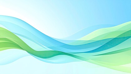 Abstract Green and Blue Waves on Light Backdrop, Design Element for Website/Print