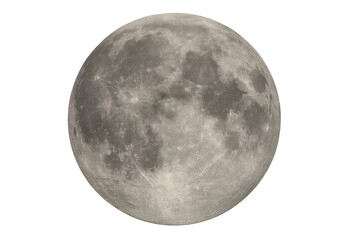 Naklejka premium Full moon against a transparent background showing detailed lunar surface with craters and maria