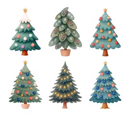Watercolor Christmas Trees – Hand-Painted Holiday Tree Illustration, Festive Clipart for Winter Decor, Cards, and Seasonal Designs