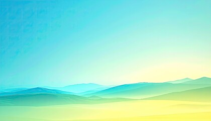 Obraz premium Mountains Fade into the Light in Gradient Sky, Background for Tranquility, Dreamscapes