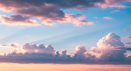 Fototapeta premium Dramatic cloudscape with soft colors and dynamic light for atmospheric scenes