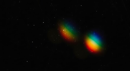 Abstract Prism Effect with Vibrant Rainbow Light Spectrum Glow on Dark Background