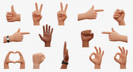 Collection of Human Hand Gestures Representing Communication and Emotion