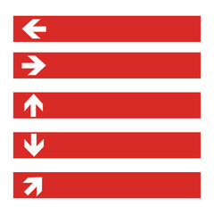 Blank red directional signs with arrows on a white background