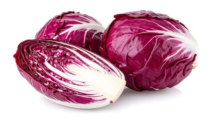 Two vibrant red and white radicchio heads