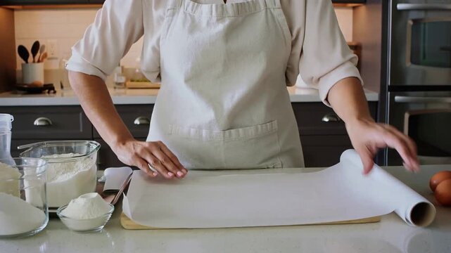 Preparing baking ingredients in a modern kitchen