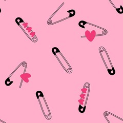 Cartoon sewing seamless buttons and scissors and pins pattern for wrapping paper and fabrics and linens and hobbies