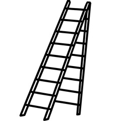 Simple line art vector illustration of a two-sided ladder for diy and construction projects silhouette Vector white background