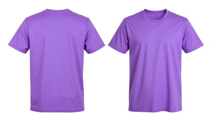 Two views of a purple t-shirt