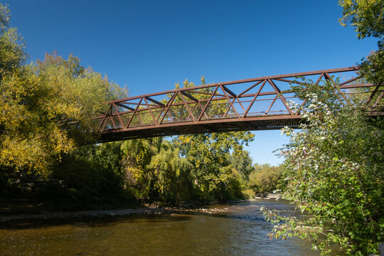 A View of Beautiful Old Bridge in Erindale Park on a Sunny Day in Autumn