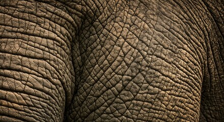 Close up of elephant skin texture showing detailed surface pattern