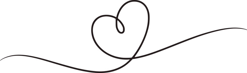 Elegant black heart shape flowing line love symbol