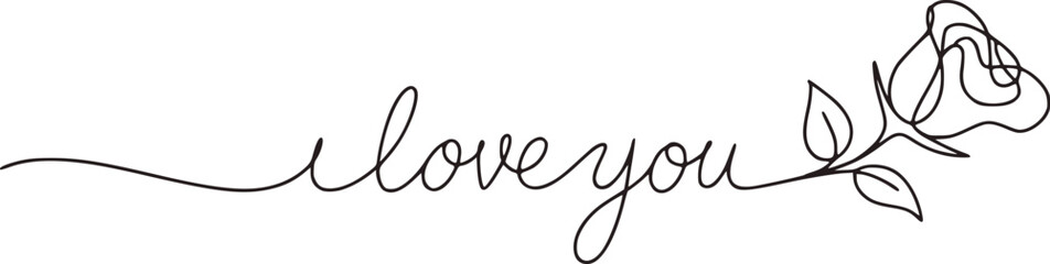 Elegant cursive script with rose and leaves floral