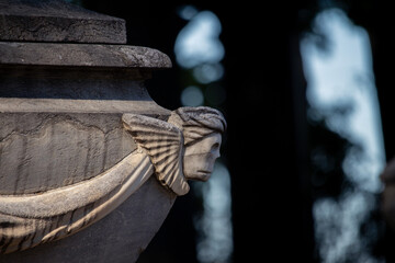 skull on the cemetery  in Saint-Petersburg Russia