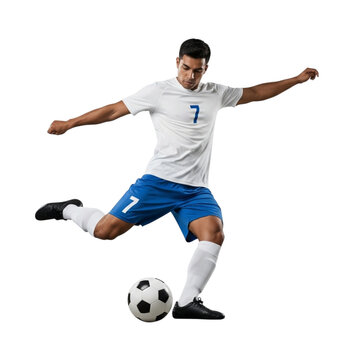 Illustration of soccer player kicking ball isolated on transparent background