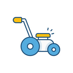 Lawn Mower Color Line Icons � Flat Outline Style Vector Collection