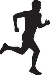 running athlete black silhouette dynamic motion icon for workout and training