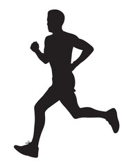 male runner silhouette midstride simple sports vector for health and wellness