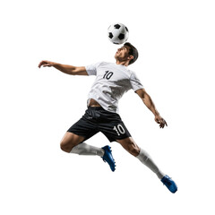 Illustration of soccer player jumps high isolated on transparent background